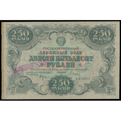 Russia, 250 Rubles 1922, AB-8002