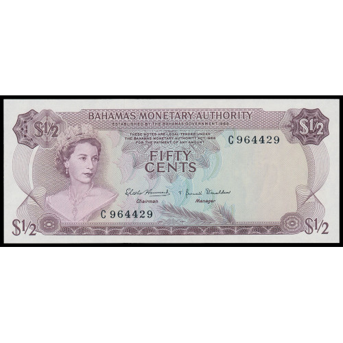 Bahamas, 1/2 Dollar 1968