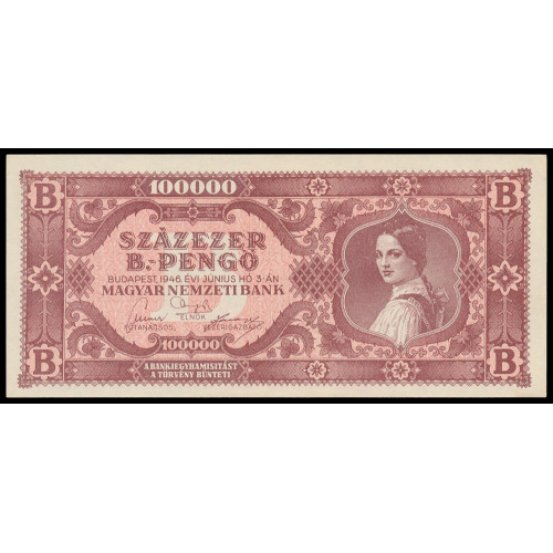 Hungary, 100000 BPengo 1946