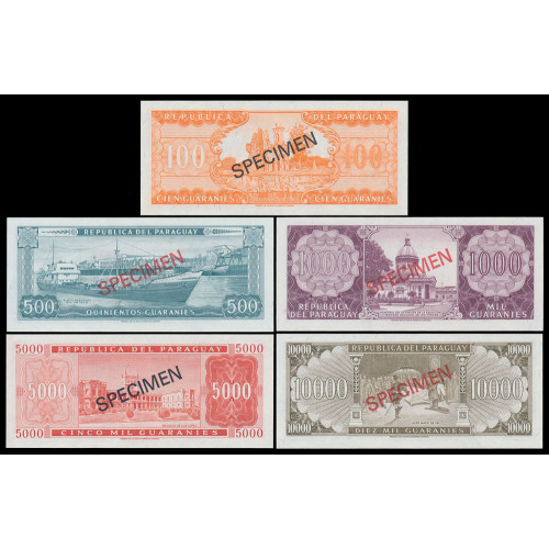 Paraguay, 100, 500, 1000, 5000, 10000 Guaranies 1979, Specimen set 002214