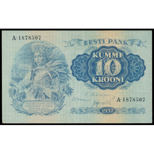 Estonia, 10 Krooni 1937, A 1878507