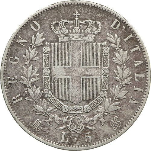 Italy, 5 Lire 1874 M BN