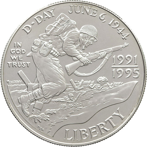 United States, 1 Dollar 1995, World War II 50th Anniversary (unc)