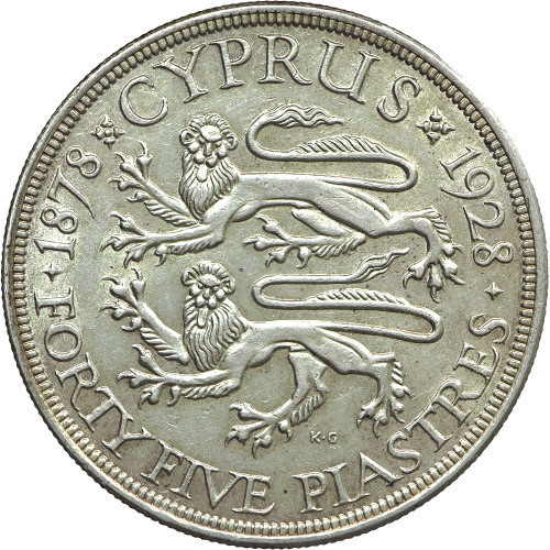 Cyprus, 45 Piastres 1928