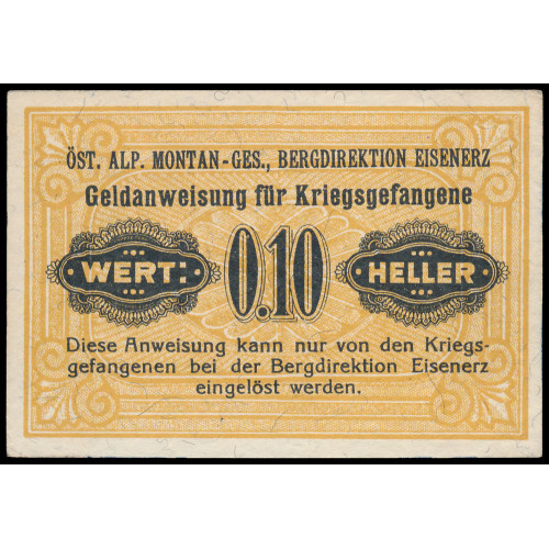 Austria - Eisenerz Mountain Directorate Prisoner of War Camp, 10 Heller 1916