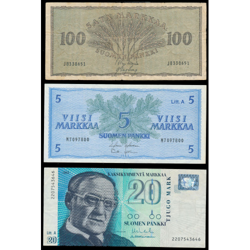 Finland, Lot of 14 notes 1955-1986