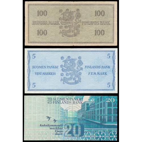 Finland, Lot of 14 notes 1955-1986