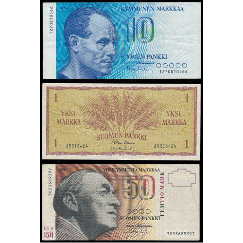 Finland, Lot of 14 notes 1955-1986