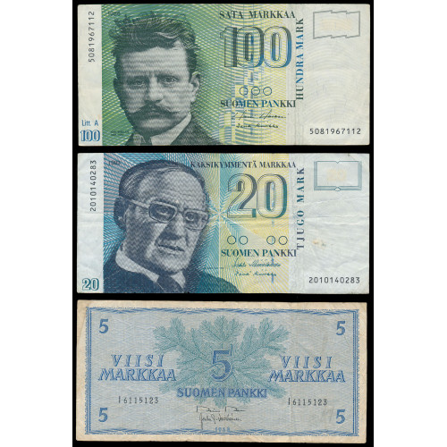 Finland, Lot of 14 notes 1955-1986