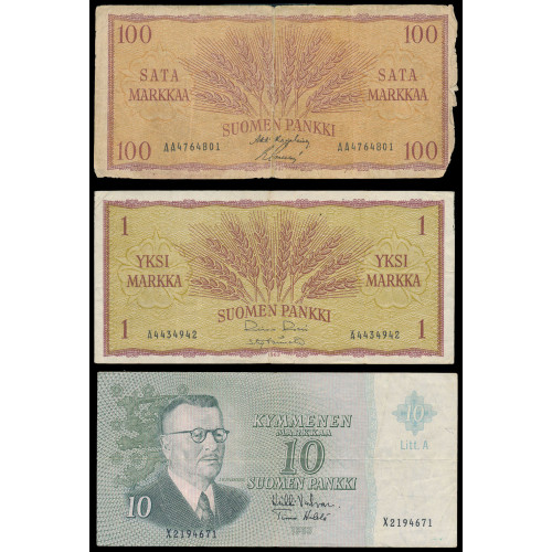 Finland, Lot of 11 notes 1957-1986