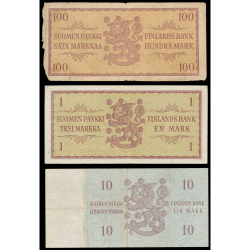 Finland, Lot of 11 notes 1957-1986