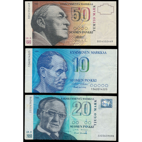 Finland, Lot of 11 notes 1957-1986