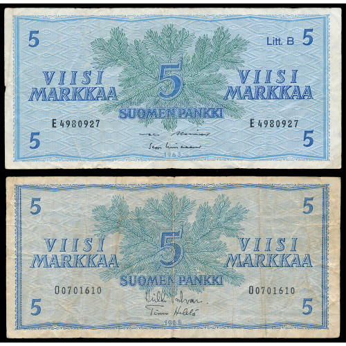 Finland, Lot of 11 notes 1957-1986