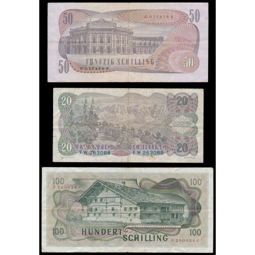 Austria, Lot of 3 notes 1956-1970