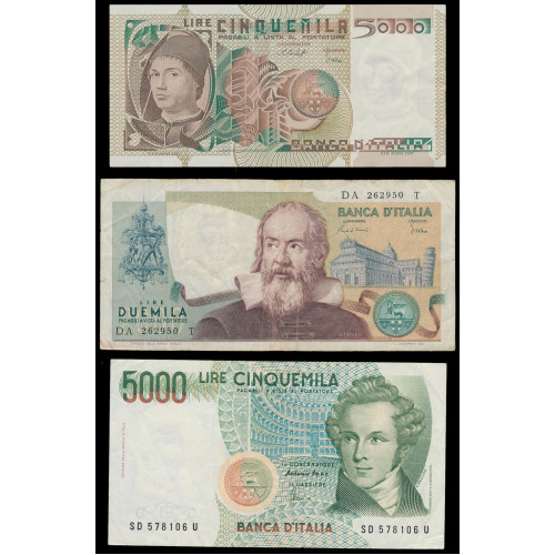 Italy, Lot of 6 notes 1979-1990