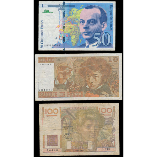 France, Lot of 8 notes 1939-1997