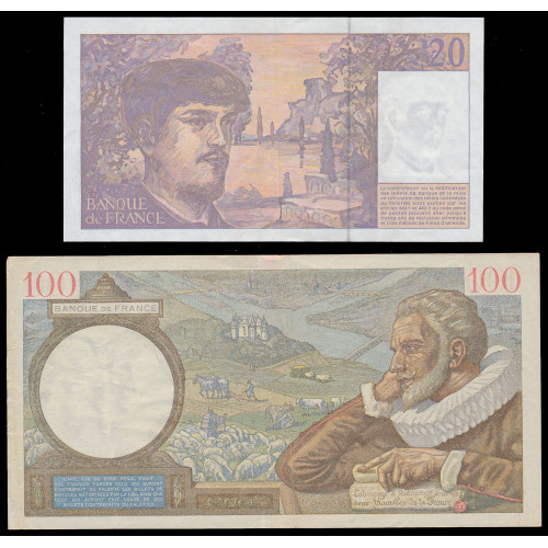 France, Lot of 8 notes 1939-1997