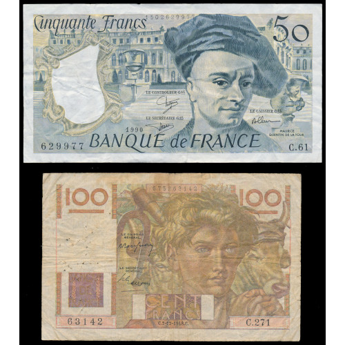 France, Lot of 6 notes 1939-1994