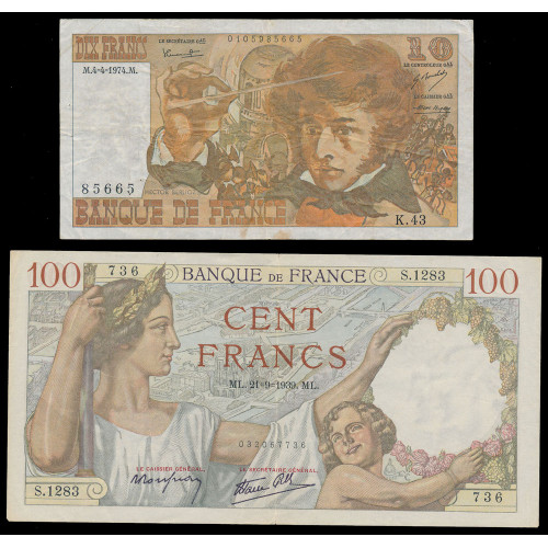 France, Lot of 6 notes 1939-1994