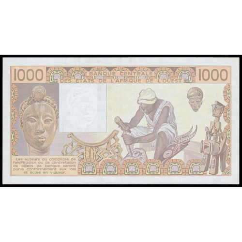 West African States (Ivory Coast), 1000 Francs 1990