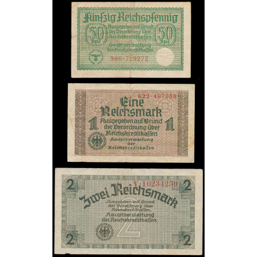 Germany, 0,50 - 50 Reichsmark 1940-45, Lot of 6 notes (1)