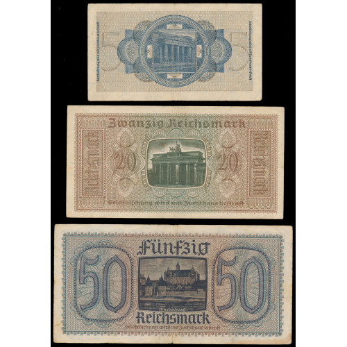 Germany, 0,50 - 50 Reichsmark 1940-45, Lot of 6 notes (1)