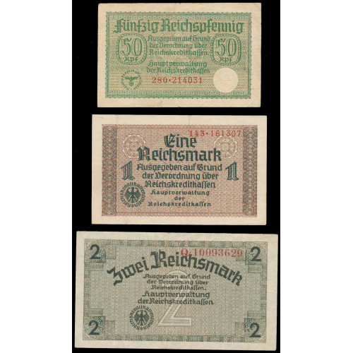 Germany, 0,50 - 50 Reichsmark 1940-45, Lot of 6 notes (2)