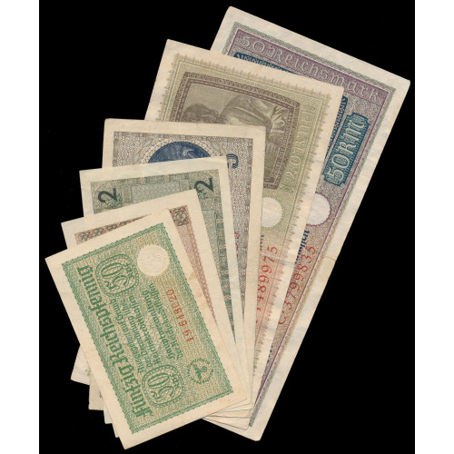 Germany, 0,50 - 50 Reichsmark 1940-45, Lot of 6 notes (3)