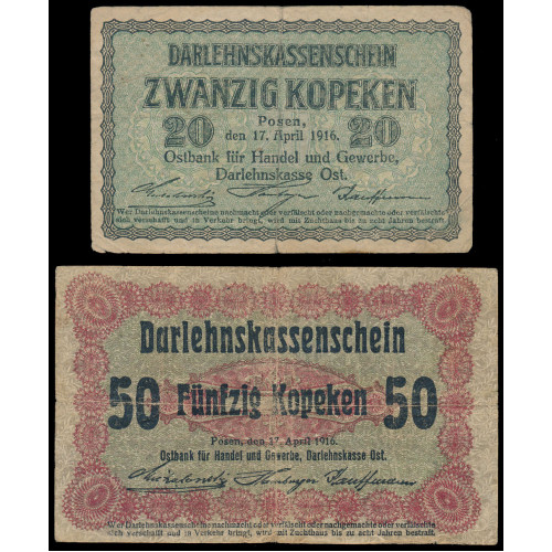 Germany, 0,20 - 3 Rubel 1916, Lot of 4 notes (4)