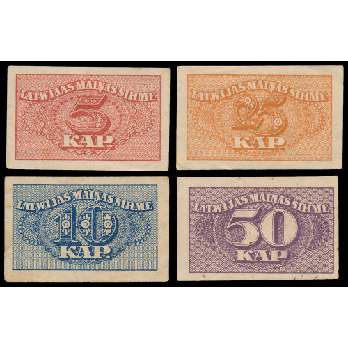 Latvia, 5-50 Kapeikas 1920, Lot of 4 notes (2)