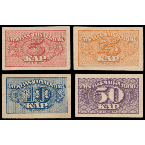 Latvia, 5-50 Kapeikas 1920, Lot of 4 notes (2)