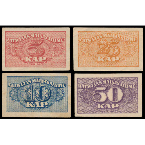 Latvia, 5-50 Kapeikas 1920, Lot of 4 notes (1)