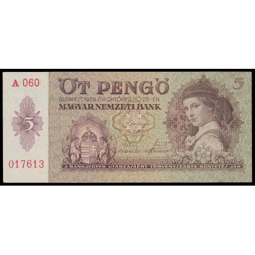 Hungary, 5 Pengo 1939