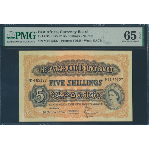 East Africa, 5 Shillings 1957, M14 62127