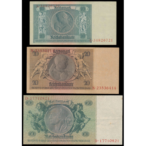 Germany, 10 - 50 Mark 1929-1933, Lot of 3 notes (1)