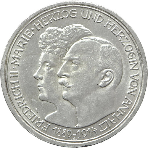 Germany (Anhalt), 3 Mark 1914 A, Silver Wedding Anniversary