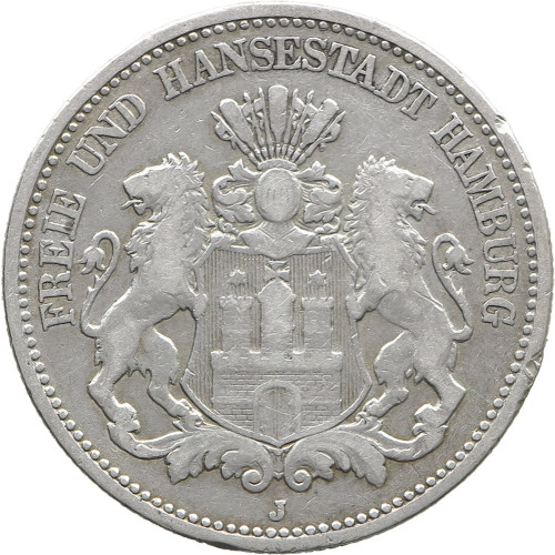 Germany (Hamburg), 2 Mark 1893 J