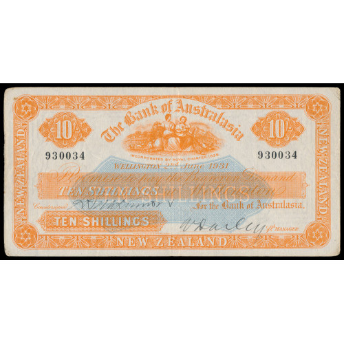 New Zealand - The Bank of Australasia, 10 Shillings 1931, 930034