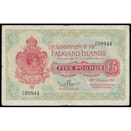 Falkland Islands, 5 Pounds 1951, C 08944