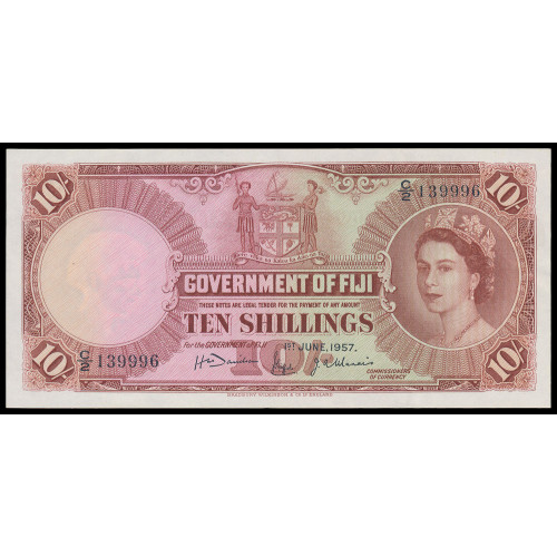 Fiji, 10 Shillings 01.06.1957, C/2 139996 (first date)