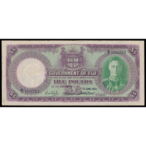 Fiji, 5 Pounds 1951, B/1 169353