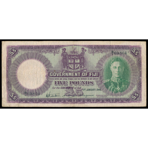 Fiji, 5 Pounds 1946, B/1 69804