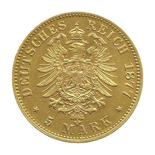 Germany (Saxony), 5 Mark 1877 E