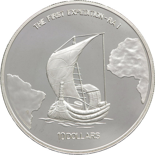 Liberia, 10 Dollars 1999, The first Expedition of RA 1 (1 Oz)