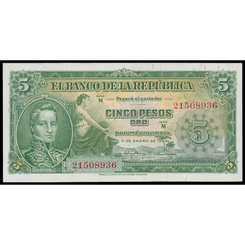 Colombia, 5 Pesos Oro 1953
