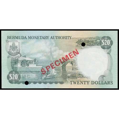 Bermuda, 20 Dollars 1984, A/2 744864, Collectors Specimen