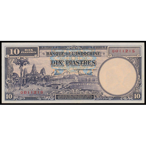 French Indo-China, 10 Piastres 1947, G 011215 French Indo-China, 10 Piastres 1947, G 011215
