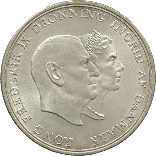 Denmark, 5 Kroner 1960, Silver Wedding Anniversary