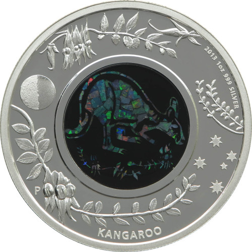 Australia, 1 Dollar 2013, Australian Opal series - The Kangaroo (1 Oz) (Box + COA)