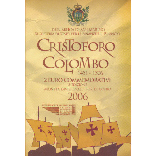 San Marino, 2 Euro 2006, 500th Anniversary of the Death of Christopher Columbus